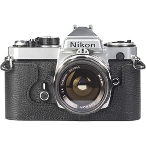 FM/FE Case case Handmade Genuine Leather Camera Protective Half Camera case, for Nikon FM FE (Black)