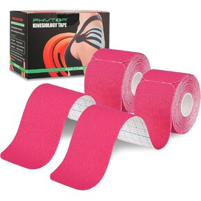 K Tape Precut Strips (40 Count, 10") | Latex-Free Kinesiology Tape for Sports | Athletic Tape Ideal for Knee, Shoulder, and Elbow Support (Pink, 5CM X 5M)