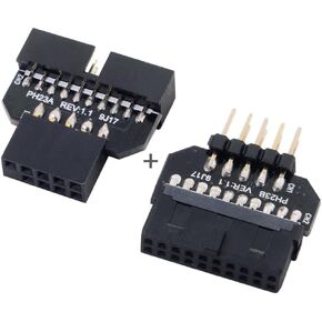 chenyang 2 Pack USB 2.0 Front Panel Header 9/10Pin Male/Female to 19/20Pin Male/Female Mainboard Header Gender Changer Connector Adapter