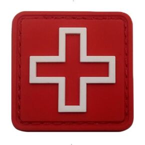 1 PCS PVC Patch for Medical Emergency Cross ，Fun Morale, Tactical, Military ，Stereoscopic Patch (1.6x1.6 inch） (Red)