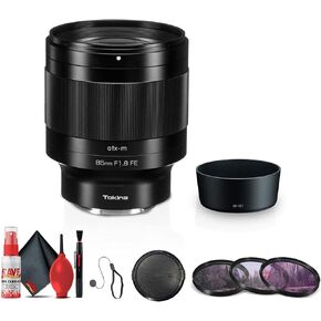 Tokina ATX-m 85mm f/1.8 FE Lens for Sony E (ATX-M-AF85FE) + Lens Filter Kit + Cleaning Kit + Lens Cap