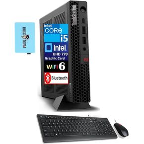 Lenovo ThinkStation P3 Tiny Workstation Mini Desktop (14-Core Intel i5-13500 vPro, 16GB DDR5, 512GB PCIe SSD, WiFi 6, Bluetooth 5.2, RJ-45, Win 10 Pro) w/USB Keyboard, USB Mouse, & DKZ Hub, Black