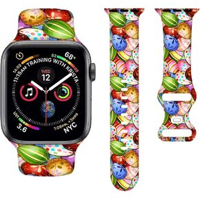 Cartoon Holiday Bands Compatible with Apple Watch Band 38MM 40MM 41MM 42MM 44MM 45MM 49MM, Silicone Strap Compatible with iWatch Bands Ultra Series SE 9 8 7 6 5 4 3 2 1 for Women Men