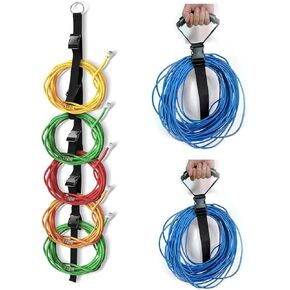 3PCS Extension Cord Organizers and Storage Garage Extension Cord Holder,1 Pcs with 5 Slots Organizerand 2 pcs Multifunction Heavy Duty Strong Handles Carrys straps for Cables, Hoses and Ropes