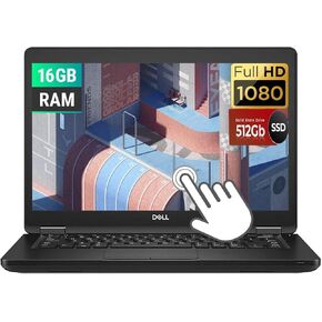 Dell Latitude 5490 Business Laptop Touchscreen, 14" FHD, Intel Core i5-8350U, 1.7GHz Up to 3.6GHz, 16GB DDR4 RAM, 512GB SSD, Backlit Keyboard, Webcam, Windows 10 Pro (Renewed)