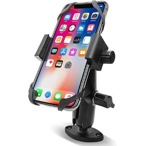Phone Mount Holder with B Size 1" Ball Diamond Base & Double Socket Arm (Medium) for Car Boat Truck Motorcycle UTV ATV fit 4.7''-7.2'' Phone