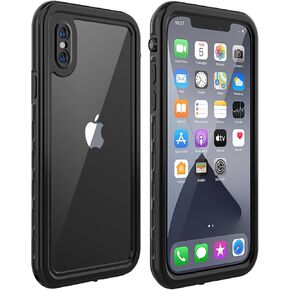 Diverbox for iPhone X/XS Waterproof Case - Full Body Shockproof Cover with Built-in Screen Protector, 5.8 Inch (Black/Clear)