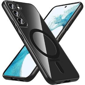Hensinple Magnetic Case for Samsung Galaxy S22, Galaxy S22 Phone Case Compatible with Magsafe, Clear Hard Back Slim Drop Proof Magnetic Cover Case for Samsung Galaxy S22 5G 6.1 Inch, Black