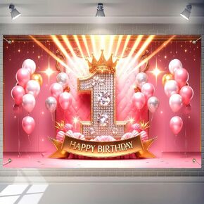 Happy 2nd Birthday Decorations Backdrop Banner for Girls Happy 2 Years Old Party Photography Background Poster Kids Second Birthday Backdrop Cake Table Photo Booth Props 71x43 in