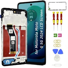 for Motorola Moto G 5G 2024 LCD Screen Replacement Kit with Frame XT2417 XT2417-1 XT2417D LCD Screen Display Touch Digitizer Assembly Replacement for Moto G 2024 6.6 inch