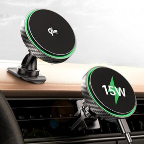 Qi2 for Certified 15W Magnetic Car Mount Charger, 【360° Rotatation】 Car Mount Fits for iPhone 12 13 14 15 16 Series