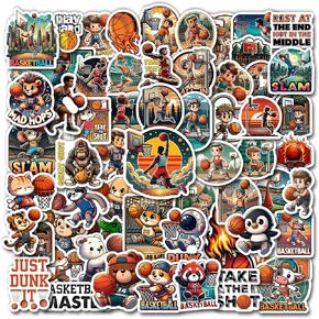 Pack 50 PCS Basketball Stickers Print Outdoors Theme Waterproof Vinyl Decals for Men Boys Teens Adults Sports Players Labels Decor Phone Case Water Bottles Bumper Helmet Laptop