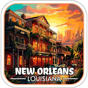 New Orleans Louisiana Travel Sticker, Weatherproof Souvenir Decal Vinyl Small Waterproof for Water Bottle Mug Passport Laptop Phone Car Stickers, Size - 4″×4″ - ID44990