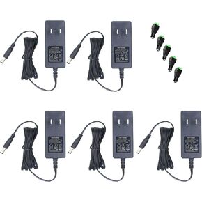 12V 2A 24W Power Supply AC DC Adapter with 5.5 x 2.1mm Plug for Monitor CCTV Monitor BT Speaker Ethernet Switch Router etc, 5 Pack