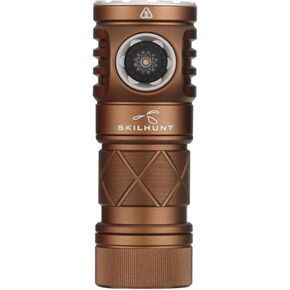 SKILHUNT EC200S-Mini 1400+570 lumens Dual Channel Powerful EDC USB-C Rechargeable LED Flashlight - Lightweight, Compact Pocket Light Camping Hiking Running Waterproof Outdoor (High CRI 4500K, Brown)