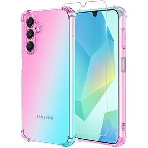 Osophter for Galaxy A16 5G Case: Women Girls with Screen Protector Reinforced Corners TPU Shock-Absorption Flexible Gradient Color for Samsung Galaxy A16 Phone Case Cover(Pink Teal)