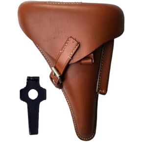 Leather Gun Holster for Men & Women, WII German Lugar P08 Holster with Buckle Closure, Right Handed Leather Holster