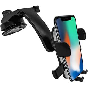 Phone Mount for Car Dashboard Windshield - Strong Sticky Gel Vacuum Suction + 360 Adjustable Phone Mount Clip - Compatible with iPhone and All Other Phones