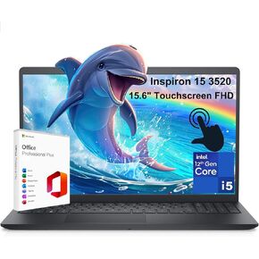 Dell Inspiron 15 3520 3000 15.6" Touchscreen FHD Business Laptop Computer, Intel 10-Core i5-1235U (Beat i7-1195G7), 16GB DDR4 RAM, 1TB PCIe SSD, WiFi, Microsoft Office Annual License, Win 11 Pro S