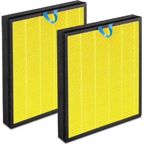 Vital 100s Care Care Rebaled Filter متوافق مع Levoit Vital 100s Vital 100s-P Air Puri-Fire ، 3-in-1 H13 Filter True HEPA تنشيط الكربون الحيوي البديل 100S-P ، 2 عبوة ، أصفر ،
