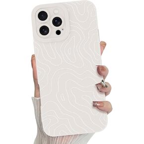 MZELQ for iPhone 16 Pro Max Case, Silicone Wave Ripple Cute Pattern, Camera Protection Soft Slim Phone Case for Phone Case -White
