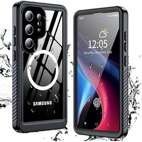 ANTSHARE for Samsung Galaxy S25 Plus Case, Magnetic Waterproof Built-in Screen Protector, [12 FT Military Drop Proof] [Full Body Shockproof] [IP68 Underwater] Phone Case for S25 Plus，Black