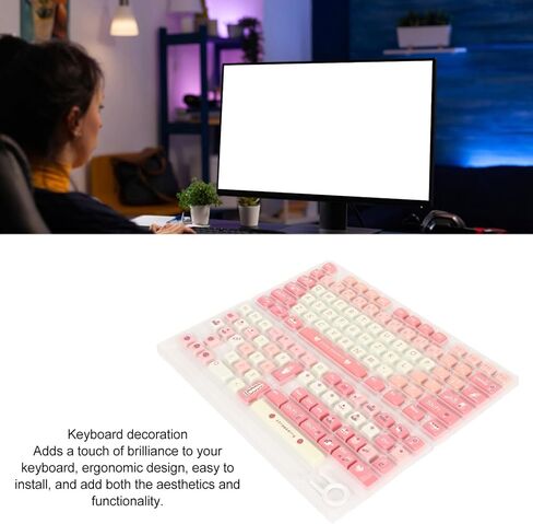 PBT 135 Keycaps ، Cream Strawberry Keys Keycaps PBT Universal Compatability Keycaps ، XDA مثل مفاتيح الارتفاع لـ 61 87 96 98 104 108 لوحة المفاتيح الميكانيكية in Kuwait