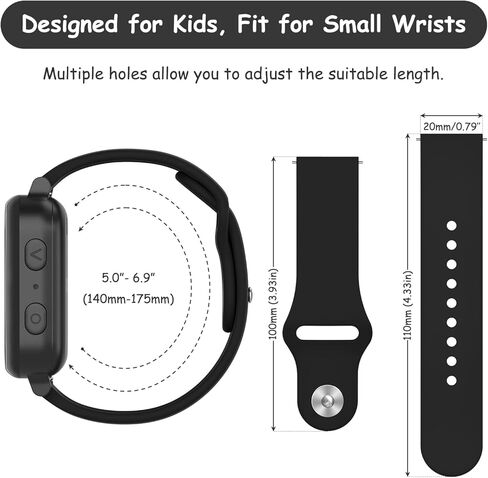 2 Pack Silicone Bands for Gabb Watch 3e 3 2 1/Gizmo Watch 3 2 1, Cosmo JrTrack 4/3/2 SE/2/JrTrack Band, 20mm Waterproof Silicone Wrist Strap in Kuwait