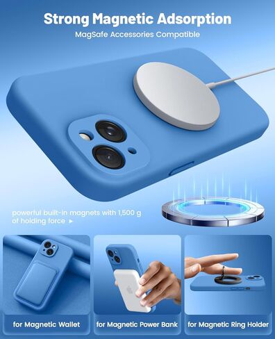 OTOFLY Compatible with iPhone 15 Case, Compatible with MagSafe, Military-Grade Protection, 2 Pack Screen Protectors, Silicone Shockproof Magnetic Phone Case, Calke Green in Kuwait