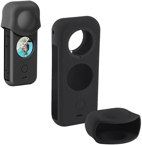 HuaerHui Silicone Protective Case for Insta 360 ONE X2, Rubber Action Camera Accessory with Silicone Lens Cover, Black, W-ZJ055 in Saudi Arabia