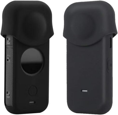 HuaerHui Silicone Protective Case for Insta 360 ONE X2, Rubber Action Camera Accessory with Silicone Lens Cover, Black, W-ZJ055 in Saudi Arabia