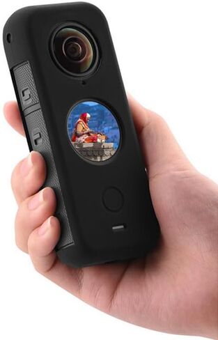 HuaerHui Silicone Protective Case for Insta 360 ONE X2, Rubber Action Camera Accessory with Silicone Lens Cover, Black, W-ZJ055 in Saudi Arabia