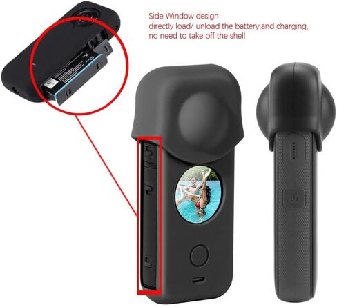 HuaerHui Silicone Protective Case for Insta 360 ONE X2, Rubber Action Camera Accessory with Silicone Lens Cover, Black, W-ZJ055 in Saudi Arabia