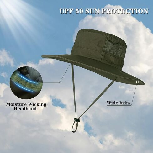 Sun Hat for Men/Women, UPF 50+ Fishing Hat,Waterproof Wide Brim Bucket Hat Foldable Boonie Hat for Hiking Garden Safari Beach in Saudi Arabia
