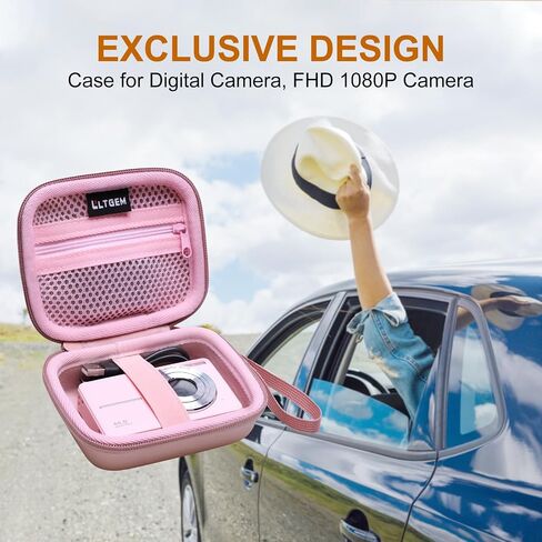 L LTGEM Digital Camera Case Compatible with CAMKORY/KODAK/Fleafer/Lecran/Qumcou/Anteam/ROQIOO/Anteam/QUOLODOO Digital Camera, USB Cable and SD Card, Rose Gold in Kuwait