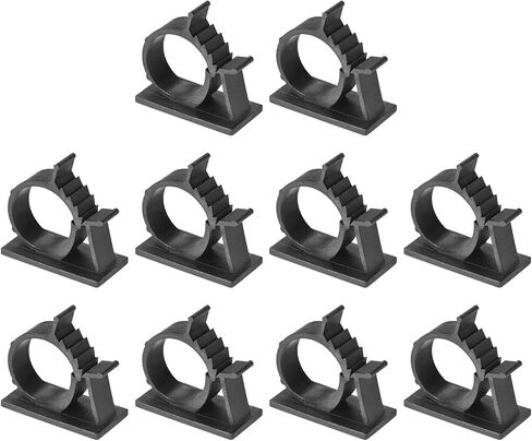 uxcell Adjustable Cable Clips, 10pcs 22-25mm Self-Adhesive Cable Clamp Wire Clamps Cable Organizer Cord Clips for Wire Management, Black in Saudi Arabia