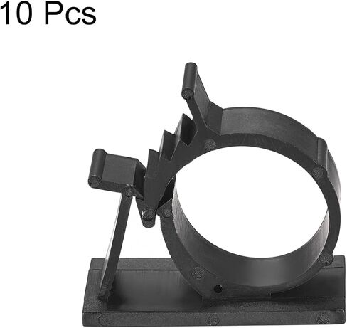 uxcell Adjustable Cable Clips, 10pcs 22-25mm Self-Adhesive Cable Clamp Wire Clamps Cable Organizer Cord Clips for Wire Management, Black in Saudi Arabia