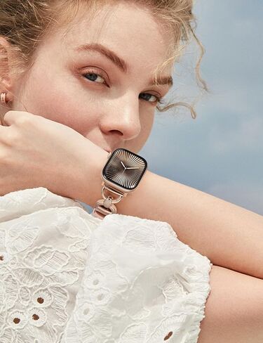 Wearlizer Silicone Band Compatible with Apple Watch Bands for Women 38/40/41/42/44/45/46/49mm, Dressy Strap with Double D-Shaped Metal Elegant Design for iWatch Series Ultra/SE/10/9/8/7/6/5/4/3/2/1 in Kuwait