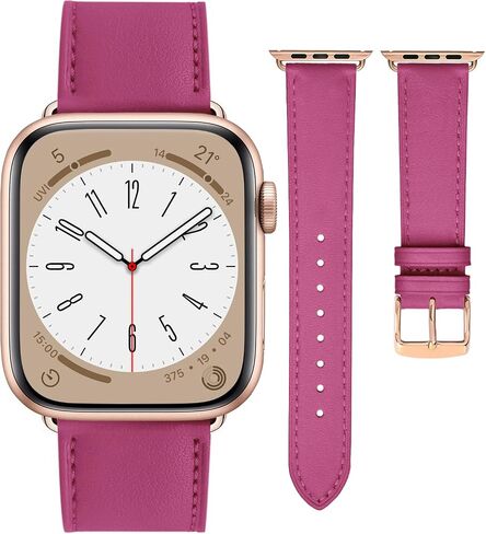 Leather Bands Compatible with Apple Watch Band 38mm 40mm 41mm 42mm 44mm 45mm 49mm Replacement Genuine Leather Strap for Women and Men Thin Watch Wristband for iWatch Series in Saudi Arabia
