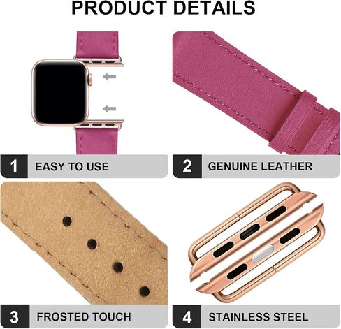 Leather Bands Compatible with Apple Watch Band 38mm 40mm 41mm 42mm 44mm 45mm 49mm Replacement Genuine Leather Strap for Women and Men Thin Watch Wristband for iWatch Series in Saudi Arabia