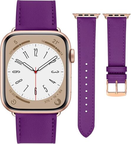 Leather Bands Compatible with Apple Watch Band 38mm 40mm 41mm 42mm 44mm 45mm 49mm Replacement Genuine Leather Strap for Women and Men Thin Watch Wristband for iWatch Series in Saudi Arabia