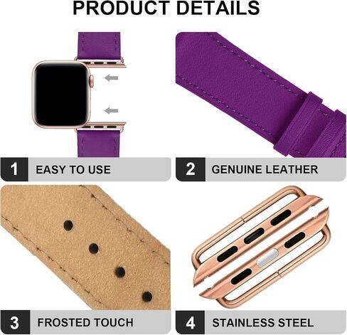 Leather Bands Compatible with Apple Watch Band 38mm 40mm 41mm 42mm 44mm 45mm 49mm Replacement Genuine Leather Strap for Women and Men Thin Watch Wristband for iWatch Series in Saudi Arabia