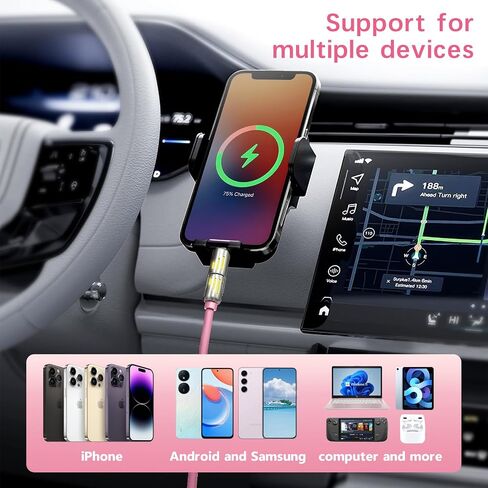 240W 4-in-1 Cable USB-C ، PD 5A شحن الكابلات السريعة ومزامنة البيانات مع USB A ، Type C&L ، كابل الشاحن متعدد الشاحن مع ضوء التنفس ، سلك الشحن السريع بطول 5 أقدام لجهاز iPhone ، جهاز كمبيوتر محمول Multi Charging 5ft-pink in Saudi Arabia