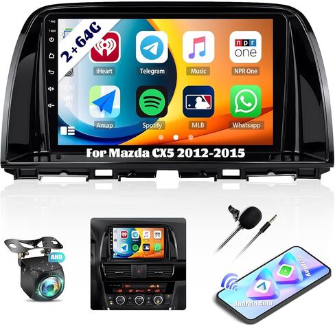 2G+64G Android 13 Car Stereo لـ Mazda CX5 2012-2015 مع Carplay Android Auto ، 9 بوصة شاشة للسيارة مع رابط مرآة WiFi GPS الملاحة Bluetooth FM/RDS SWC+كاميرا خلفية in Kuwait