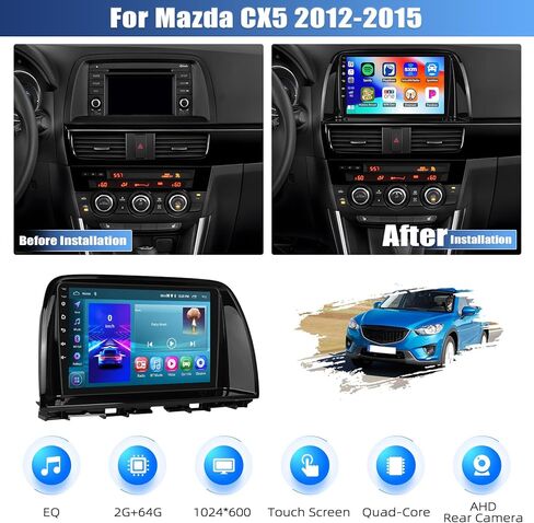 2G+64G Android 13 Car Stereo لـ Mazda CX5 2012-2015 مع Carplay Android Auto ، 9 بوصة شاشة للسيارة مع رابط مرآة WiFi GPS الملاحة Bluetooth FM/RDS SWC+كاميرا خلفية in Kuwait