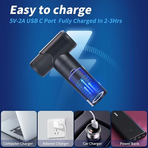 Compressed Air Duster-3 Gear Adjustable 100000RPM Electric Air Duster with LED Light, Rechargeable Cordless Air Blower for Keyboard Electric Devices Cleaning. Replaces Compressed Air Cans (Black) in Saudi Arabia