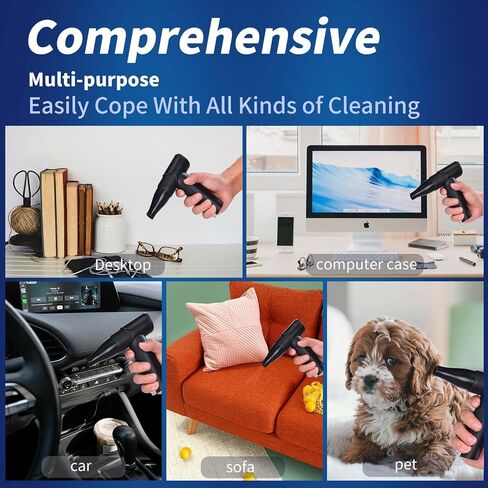 Compressed Air Duster-3 Gear Adjustable 100000RPM Electric Air Duster with LED Light, Rechargeable Cordless Air Blower for Keyboard Electric Devices Cleaning. Replaces Compressed Air Cans (Black) in Saudi Arabia