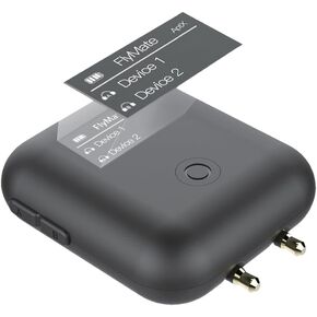 جهاز إرسال الطائرات eppfun Fly01 Bluetooth 5.0، يدعم aptX/aptX HD/aptX LL، محول صوت لاسلكي لتوصيل سماعتين/سماعات أذن/Airpods مع شاشة LED ومقبس 3.5 مم