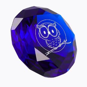 Blue Crystal Diamonds Paper Weights 80mm with Gift Box, Owl Gifts Decor for Women Diamond Glass Gems Paperweight, Diamonds Anniversary Birthday Gifts for Women Her Valentine's Day Christmas Gift