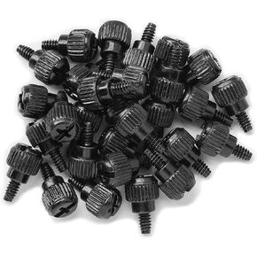 50PCS 6#-32x6 M3.5 PC Computer Case Thumbscrews Thumb Screws Black Zinc for Hard Drive Computer Case Motherboard Fan Power Graphics